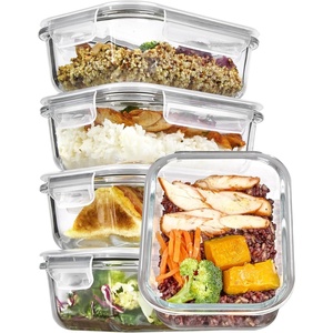 image:imageVtopmart 5Pack 30oz Glass Storage Containers with Lids Glass Meal Prep Food Container Sets with Snap Airtight Lid for Microwave Oven Freezer and Dishwasher GreyGrey