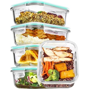 image:imageVtopmart 5Pack 30oz Glass Storage Containers with Lids Glass Meal Prep Food Container Sets with Snap Airtight Lid for Microwave Oven Freezer and Dishwasher GreyGreen