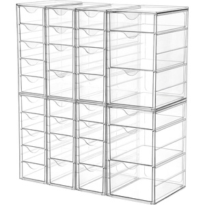 image:imageVtopmart Acrylic Organizer with 16 Drawers 4 SetClear Storage Drawers for Office SuppliesDesk Organization and Storage for MakeupJewelryArt CraftsE